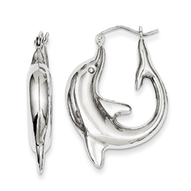 Cute Dolphin Hook Hoop Earrings Sterling Silver Plated Synthetic Opal Small  Sea Life Fish Animal Dangle Charm Drop Ear Piercing Fake Huggie Hoops